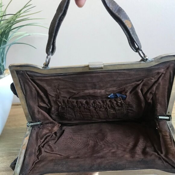 Antique Genuine 1920s Leather Handbag - Picture 7 of 8